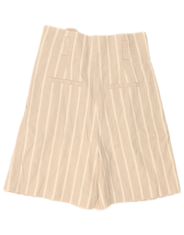 Massimo Dutti Damen-Bermudashorts mit hoher Taille, EU 36, XS, W26, Beige gestreift