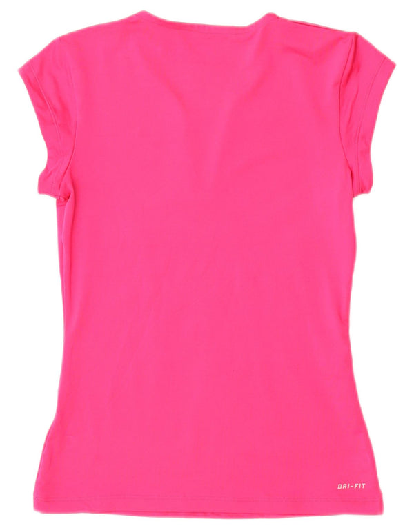 Nike Damen Dri Fit T-Shirt Top UK 8 Small Pink
