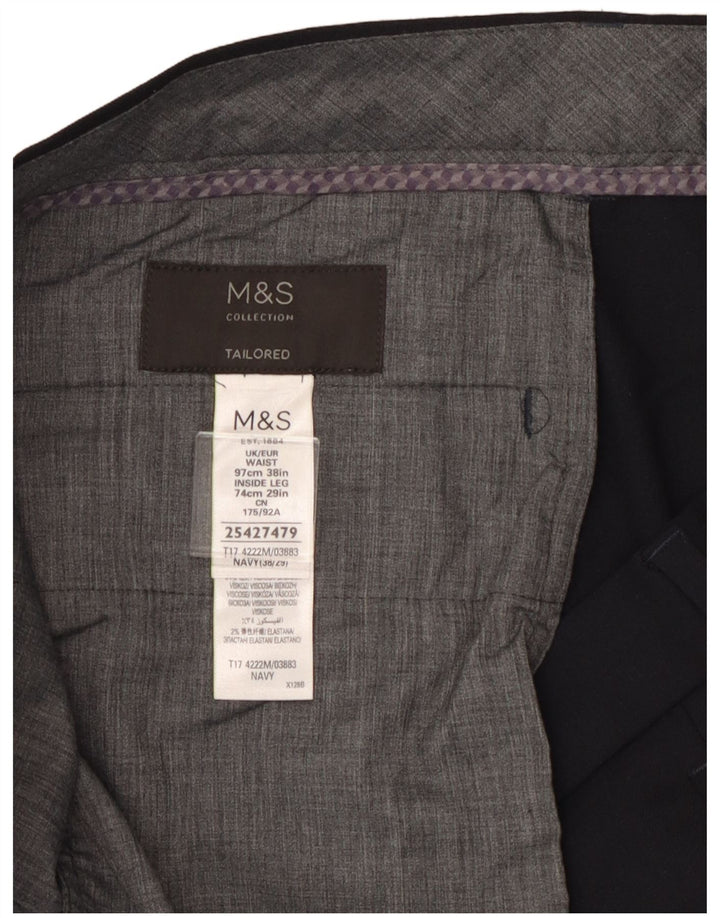 Marks & Spencer Maßgeschneiderte, gerade Anzughose für Herren, W38 L29, Marineblau