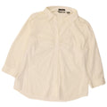 EDDIE BAUER Damen 3/4-Ärmel-Pullover-Hemdbluse UK 18 XL Weiße Baumwolle