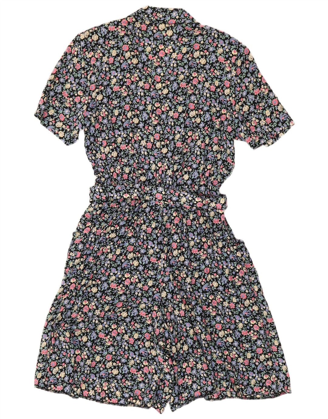 VINTAGE Damen Overall UK 16 Große bunte Viskose mit Blumenmuster