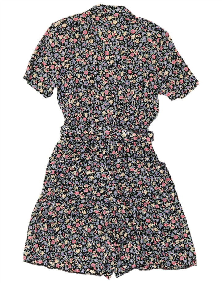 VINTAGE Damen Overall UK 16 Große bunte Viskose mit Blumenmuster