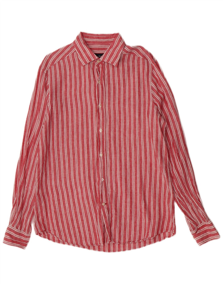 Massimo Dutti Herrenhemd, groß, rot gestreift
