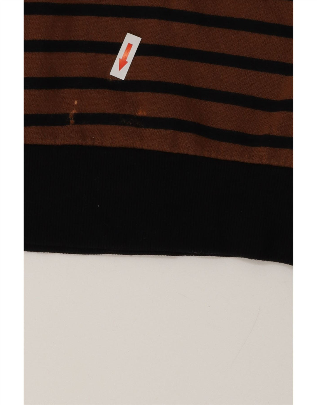 ZARA Damen Grafik-Sweatshirt-Pullover UK 14 Mittelbraun gestreift aus Baumwolle