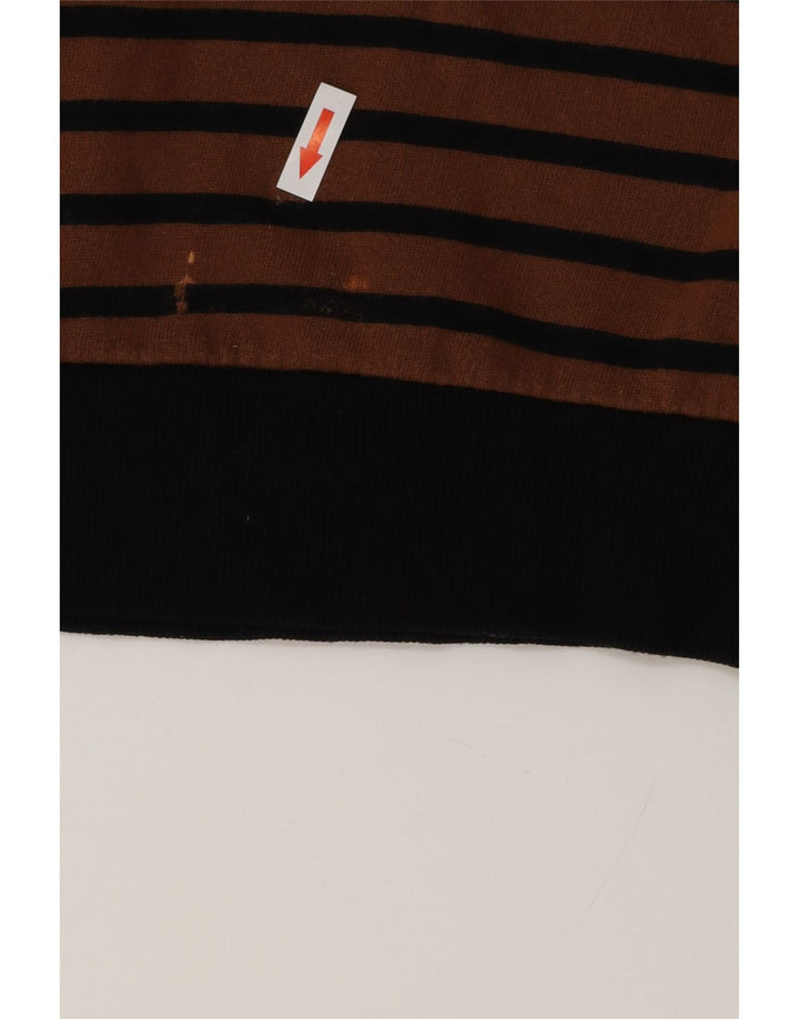 ZARA Damen Grafik-Sweatshirt-Pullover UK 14 Mittelbraun gestreift aus Baumwolle