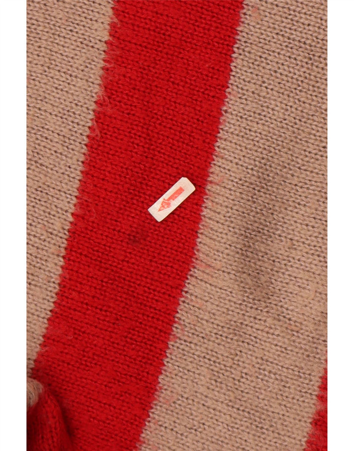 All Saints Herren-Pullover mit V-Ausschnitt, übergroß, groß, rot gestreift, Acryl