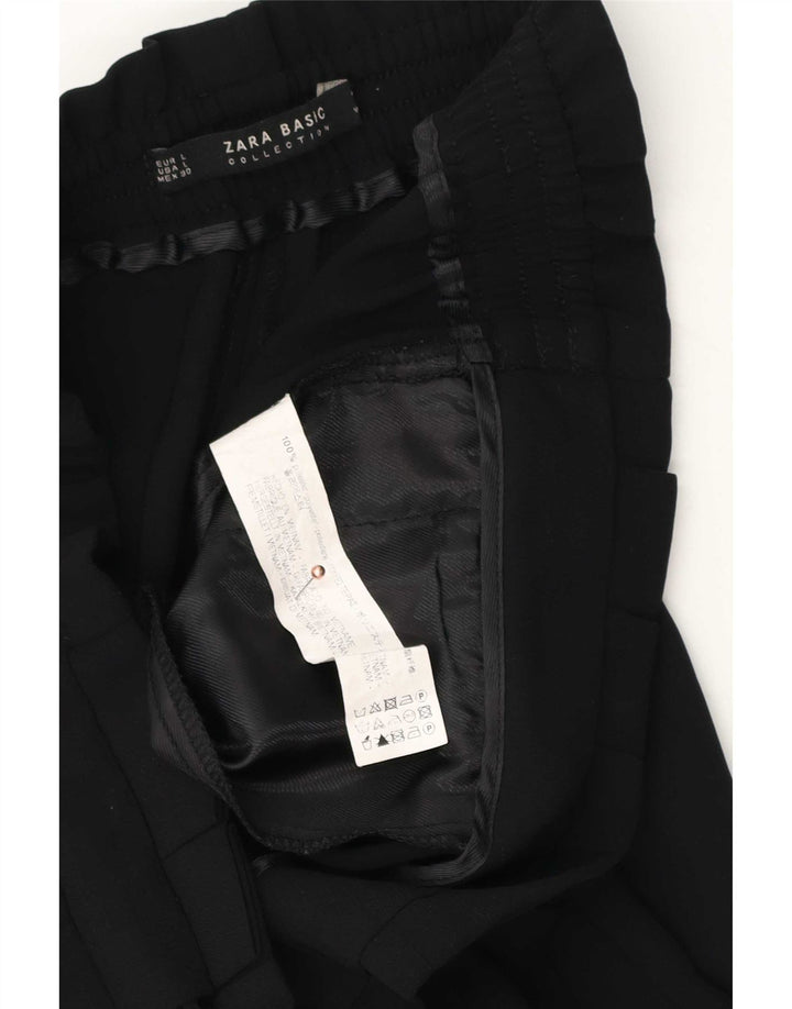 Zara Damen Capri-Hose mit Pegged, Größe L, W30, L22, Schwarz, Polyester