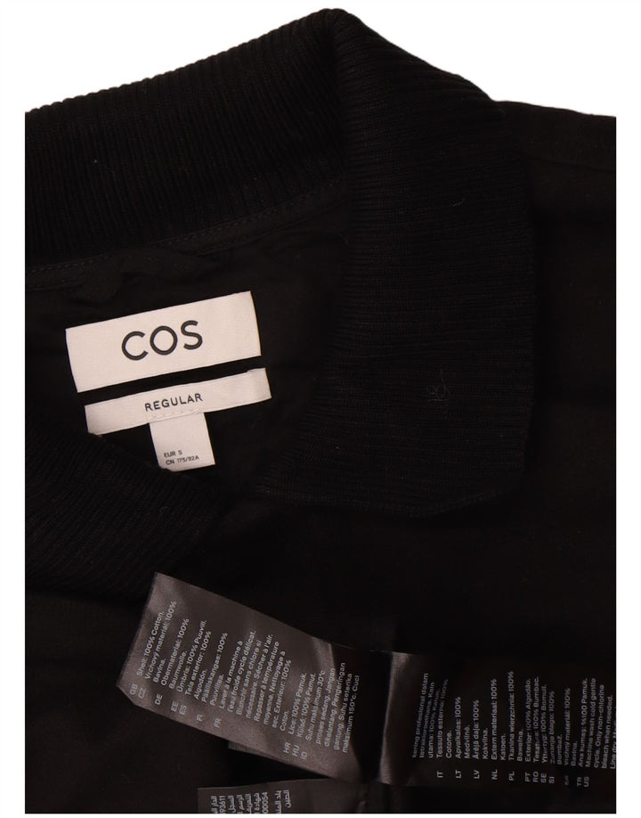Cos Herren-Bomberjacke mit normaler Passform, UK 34, Größe S, schwarze Baumwolle