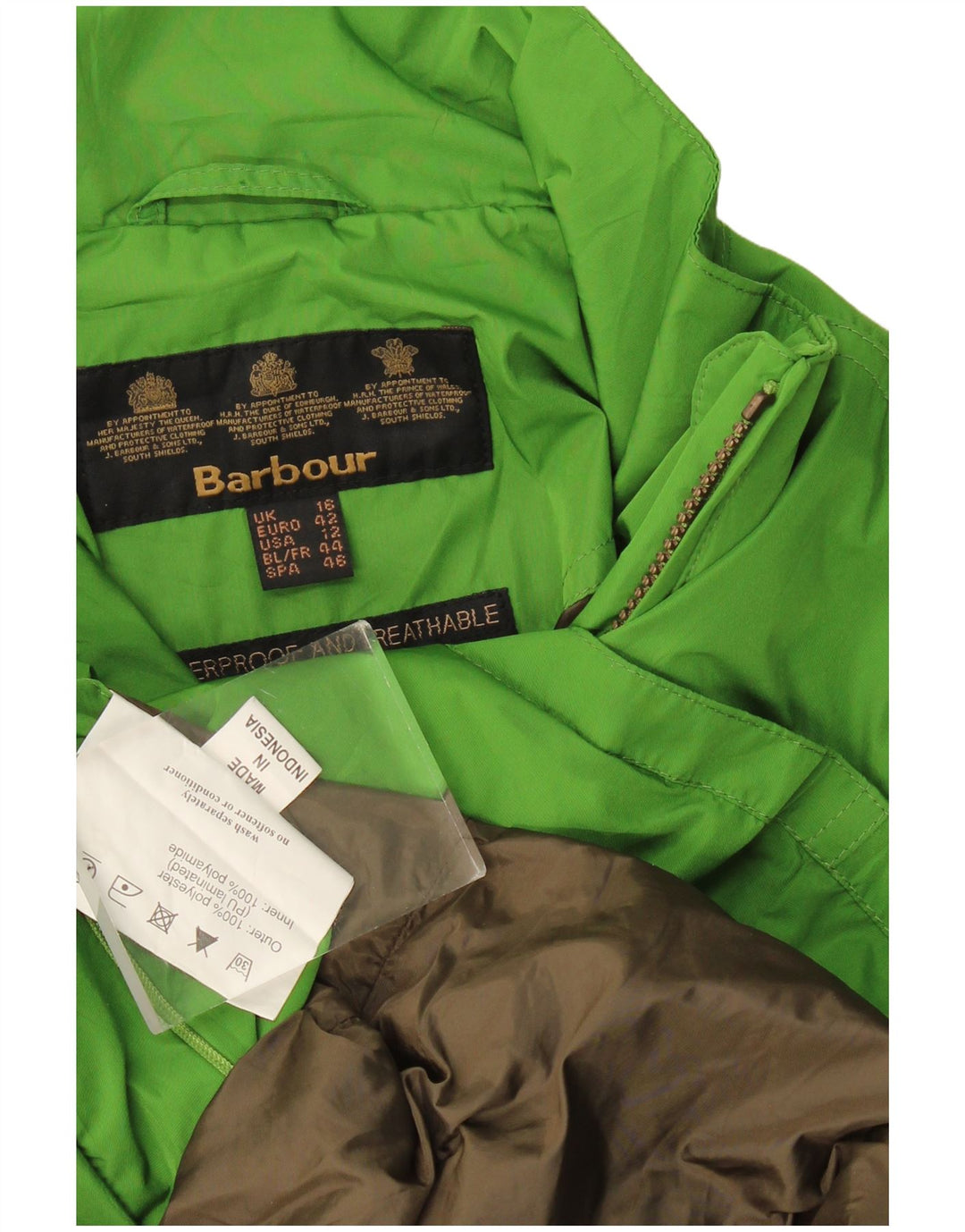 Barbour Damen Regenjacke UK 16 Large Grün Polyester
