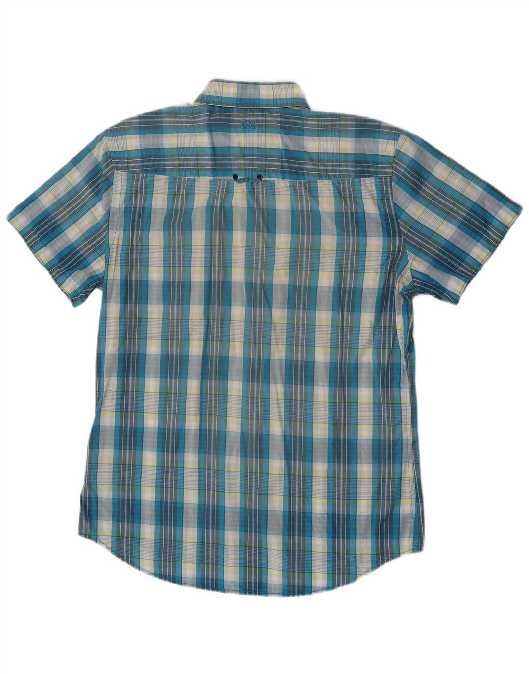 Lee Herren-Kurzarmhemd XL, blau kariert, Baumwolle