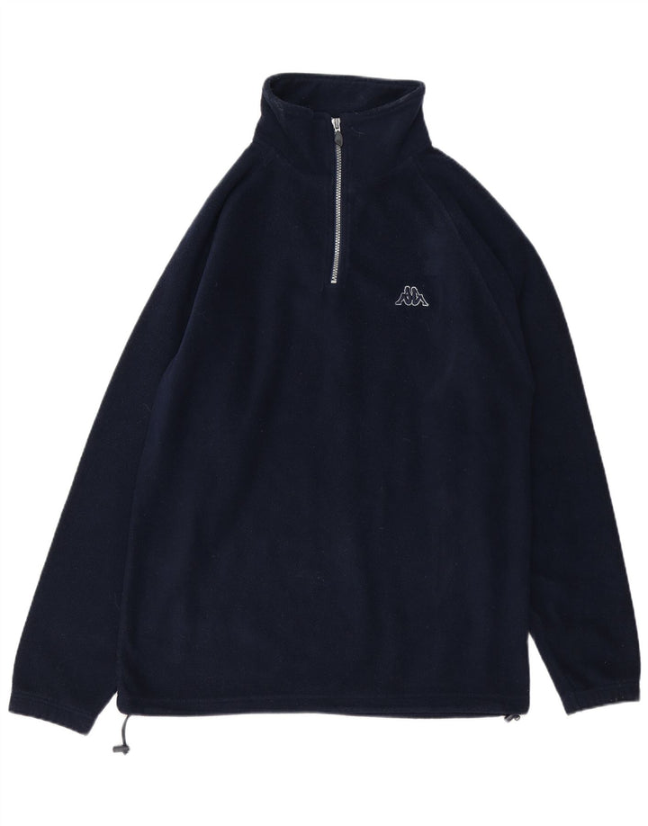 KAPPA Herren-Fleecepullover mit Reißverschluss am Hals, mittelgroß, Marineblau