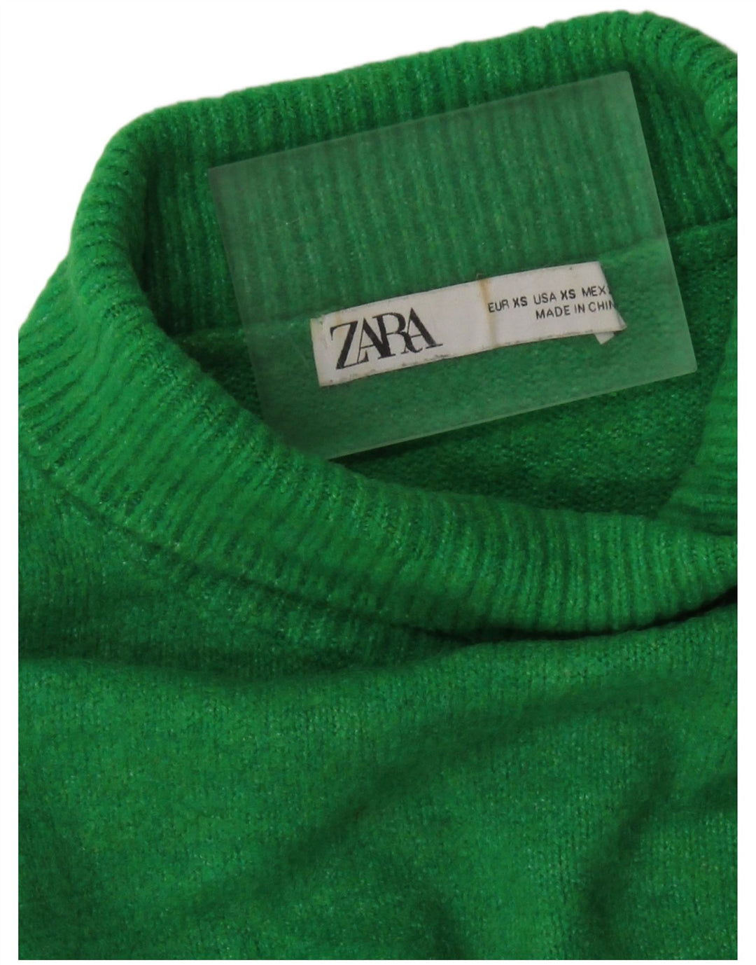 Zara Damen Crop Oversized Rollkragenpullover Pullover UK 6 XS Grün