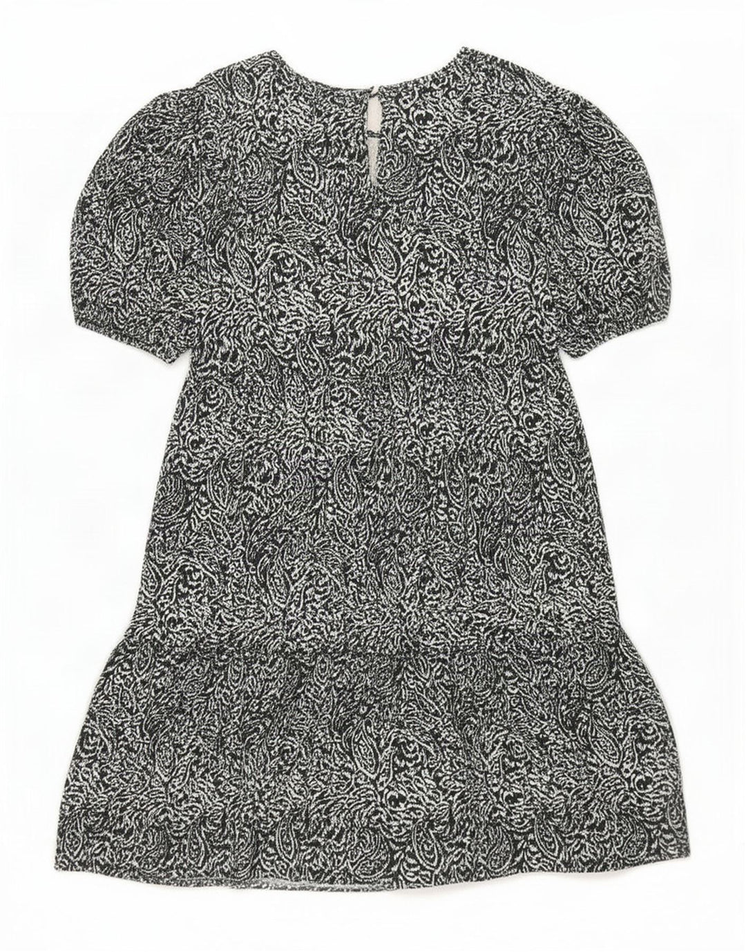 Marks & Spencer Damen-Stufenkleid UK 12 Mittelschwarzes Paisley-Polyester