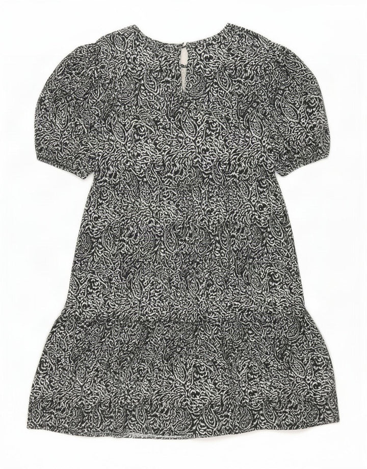 Marks & Spencer Damen-Stufenkleid UK 12 Mittelschwarzes Paisley-Polyester