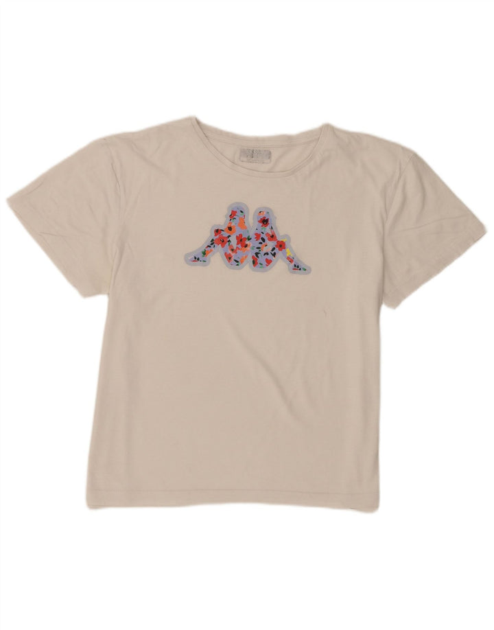 Kappa Damen Grafik T-Shirt Top UK 20 2XL Weiß