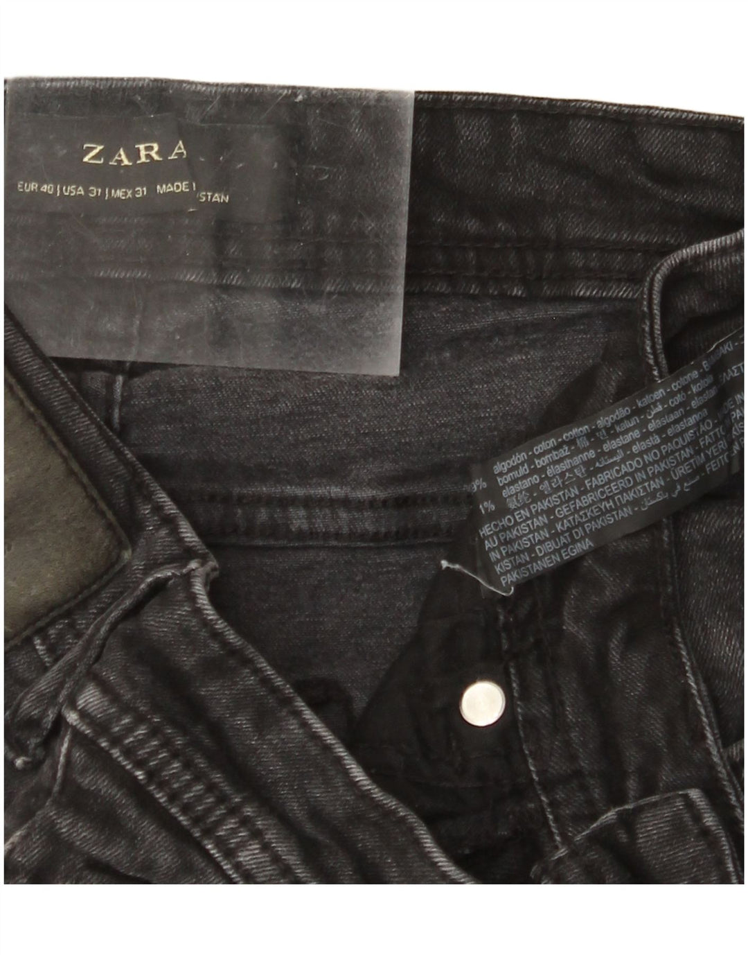 ZARA Damen Distressed Crop Skinny Jeans EU 40 Medium W31 L25 Schwarze Baumwolle