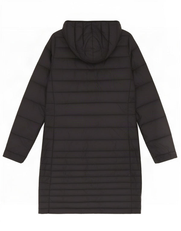 Puffa Wattierter Damenmantel mit Kapuze, UK 8, Small, schwarzes Nylon
