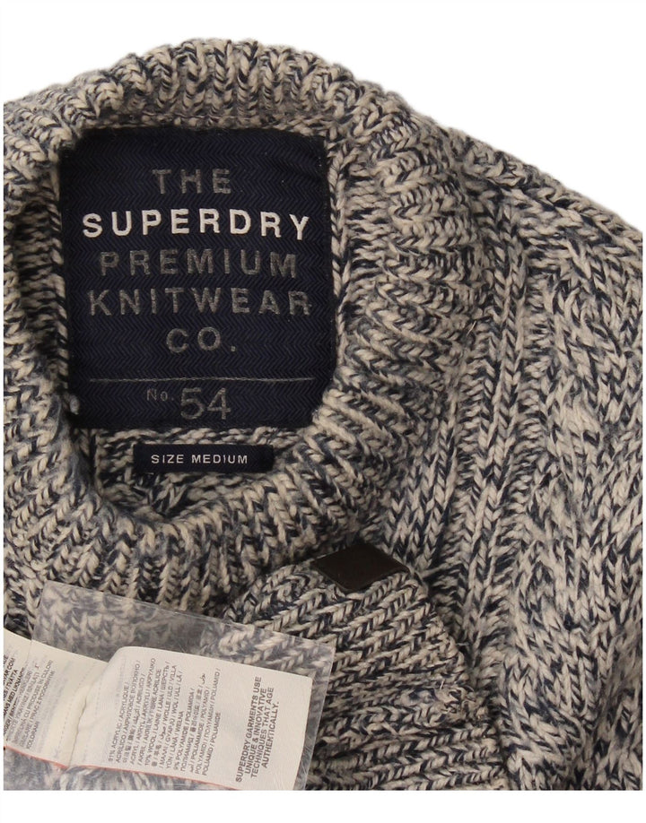 Superdry Herren-Pullover mit Rundhalsausschnitt, mittelmarineblau gesprenkelte Wolle
