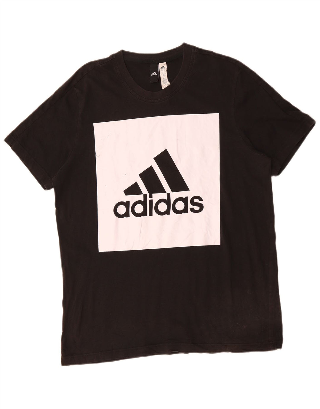ADIDAS Herren Grafik-T-Shirt-Oberteil, groß, schwarze Farbblock-Baumwolle