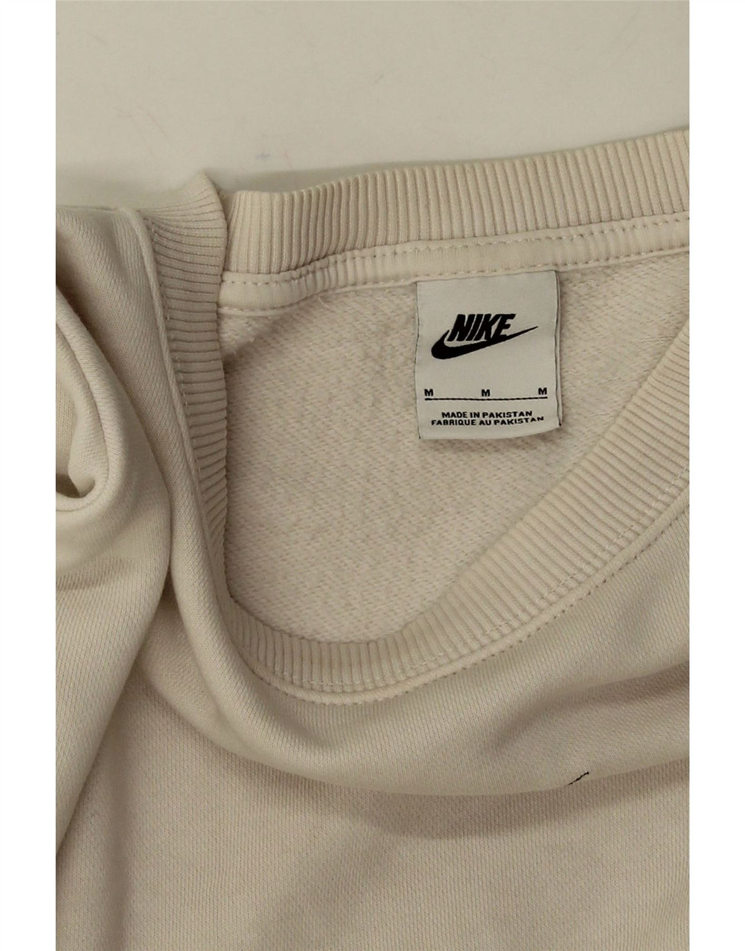 Nike Womens Crop Oversized Sweatshirt Pullover UK 14 Medium Off White Baumwolle