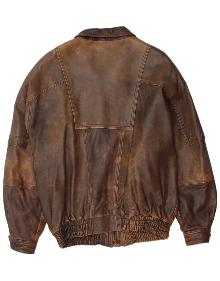 Vintage Herren Lederjacke IT 58 4XL Braunes Leder