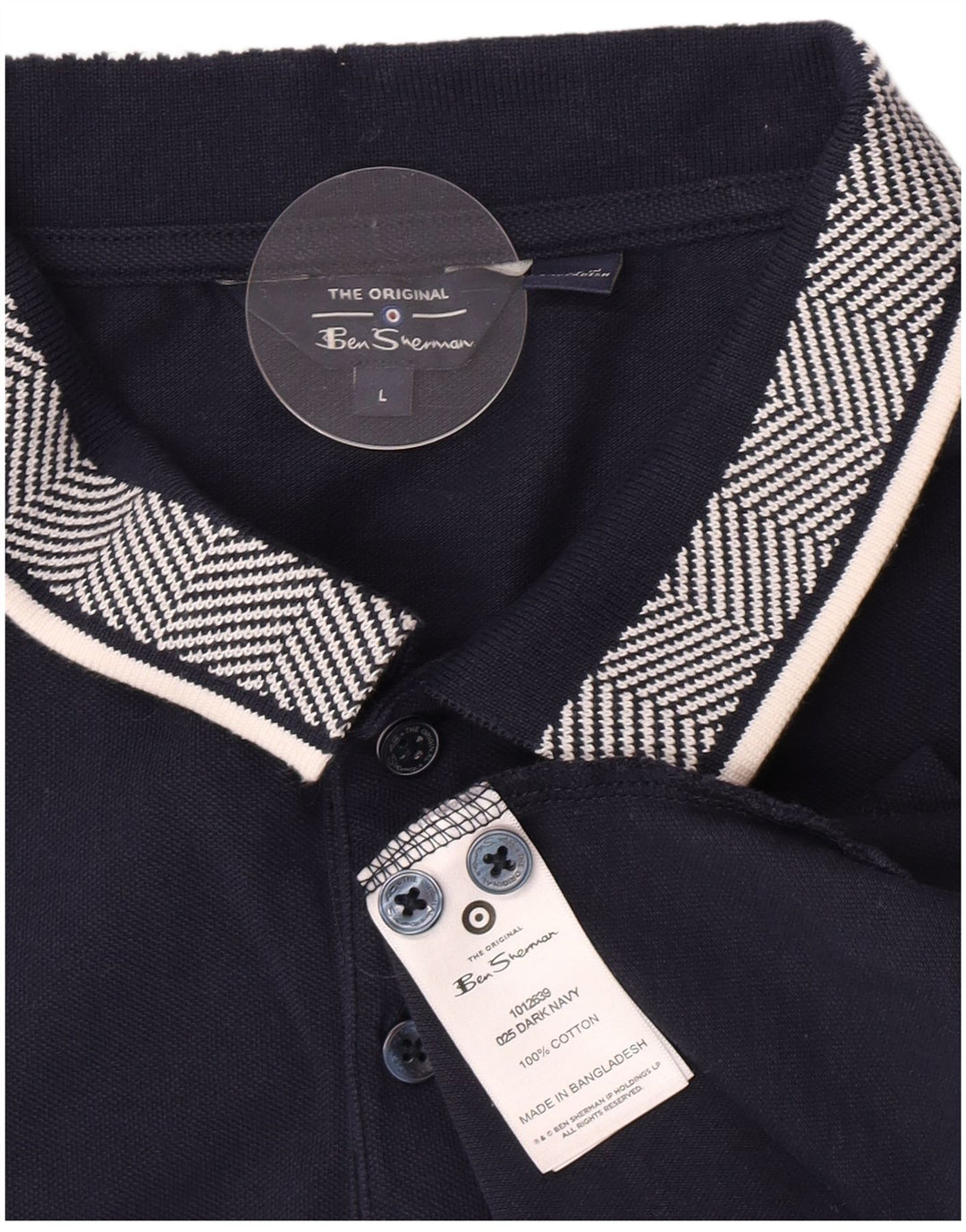 Ben Sherman Herren-Poloshirt, groß, marineblau, gestreift, Baumwolle