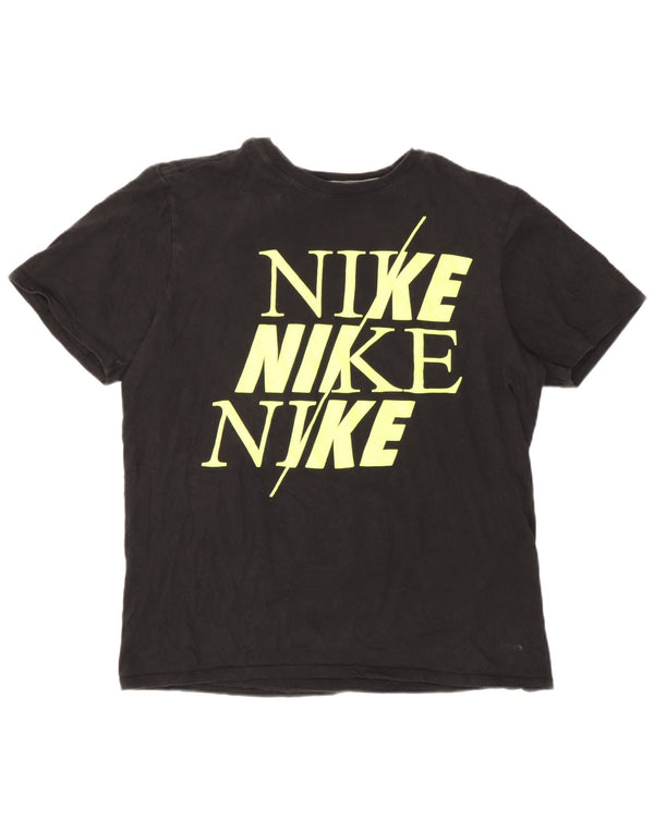 Nike Damen Athletic Cut Graphic T-Shirt Top UK 14 Medium Schwarz