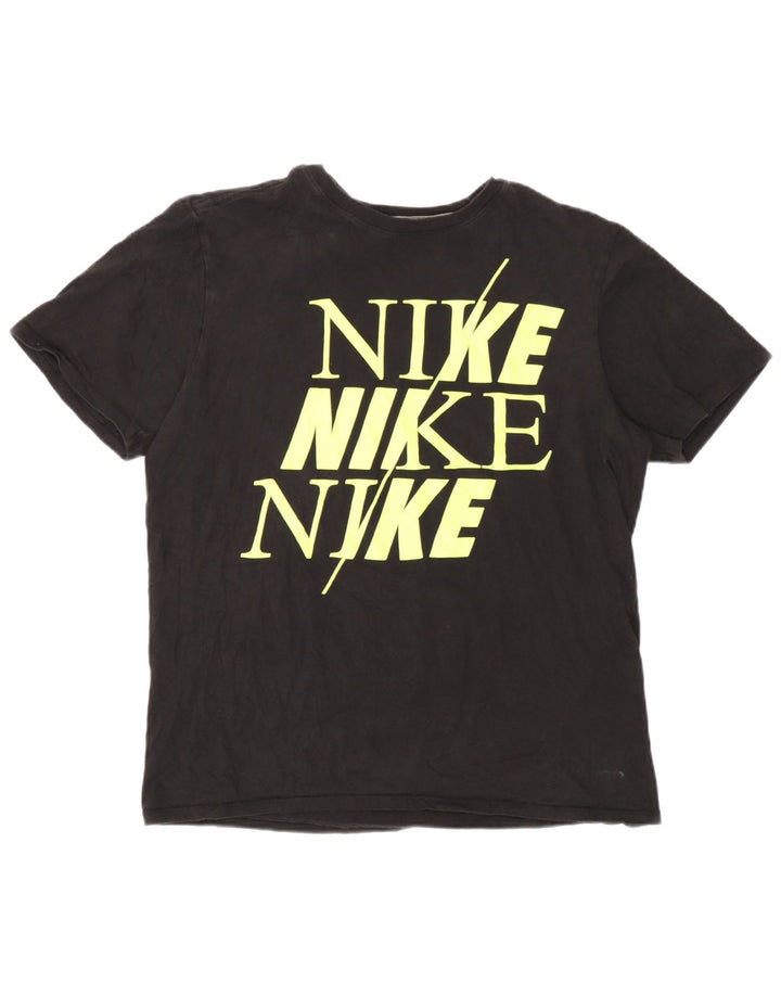 Nike Damen Athletic Cut Graphic T-Shirt Top UK 14 Medium Schwarz