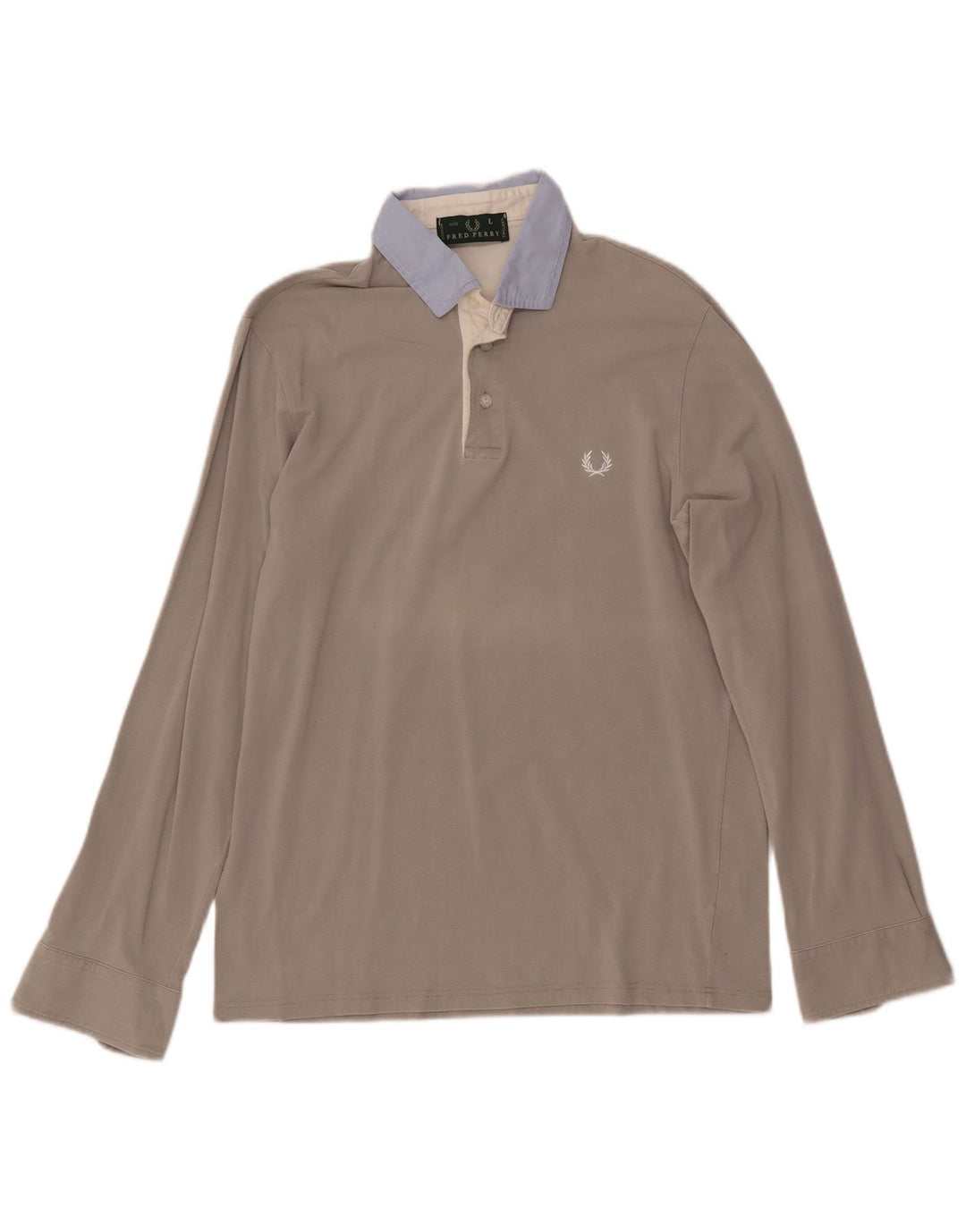 FRED PERRY Herren-Langarm-Poloshirt, große graue Colourblock-Baumwolle