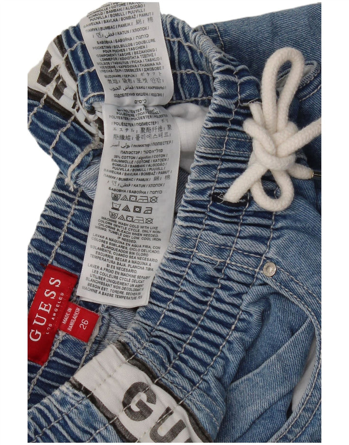 Guess Damen-Jeansshorts mit Grafik, W26, klein, blau, Farbblock-Polyester