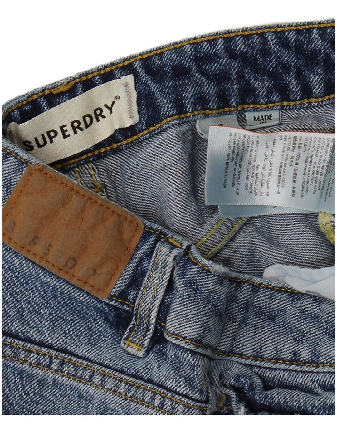 SUPERDRY Damen Jeansshorts W26 Small Blau Baumwolle