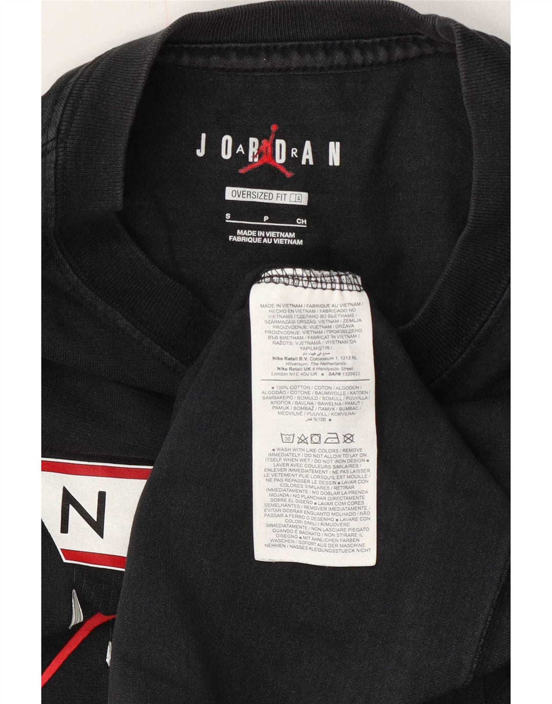 Jordan Herren-T-Shirt in Übergröße mit Grafik, Größe S, schwarze Baumwolle