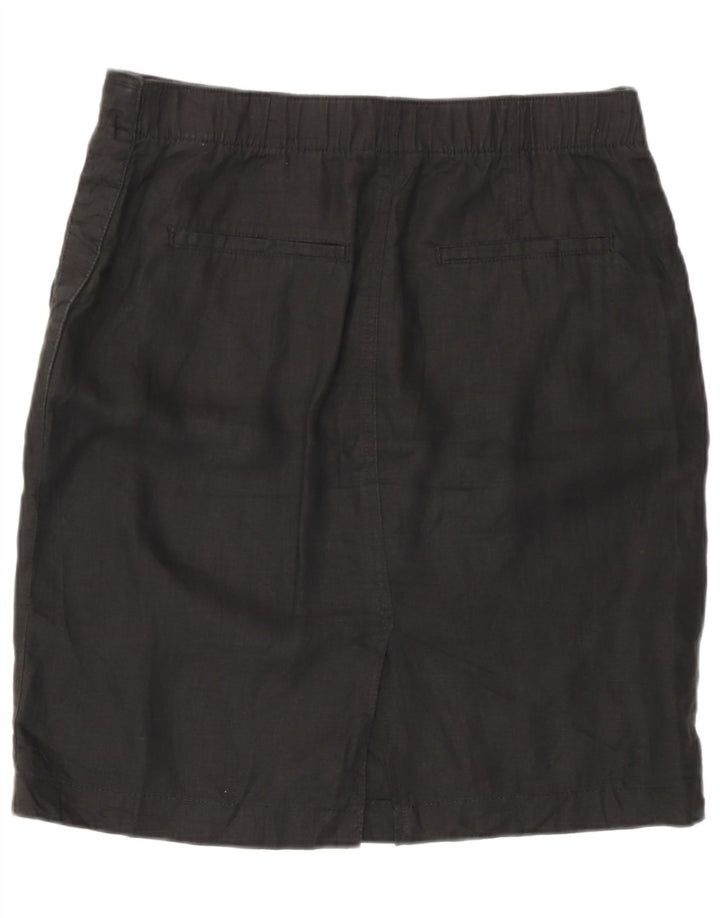 Gerader Damenrock von Marks & Spencer UK 12 Medium W32 Schwarzes Leinen