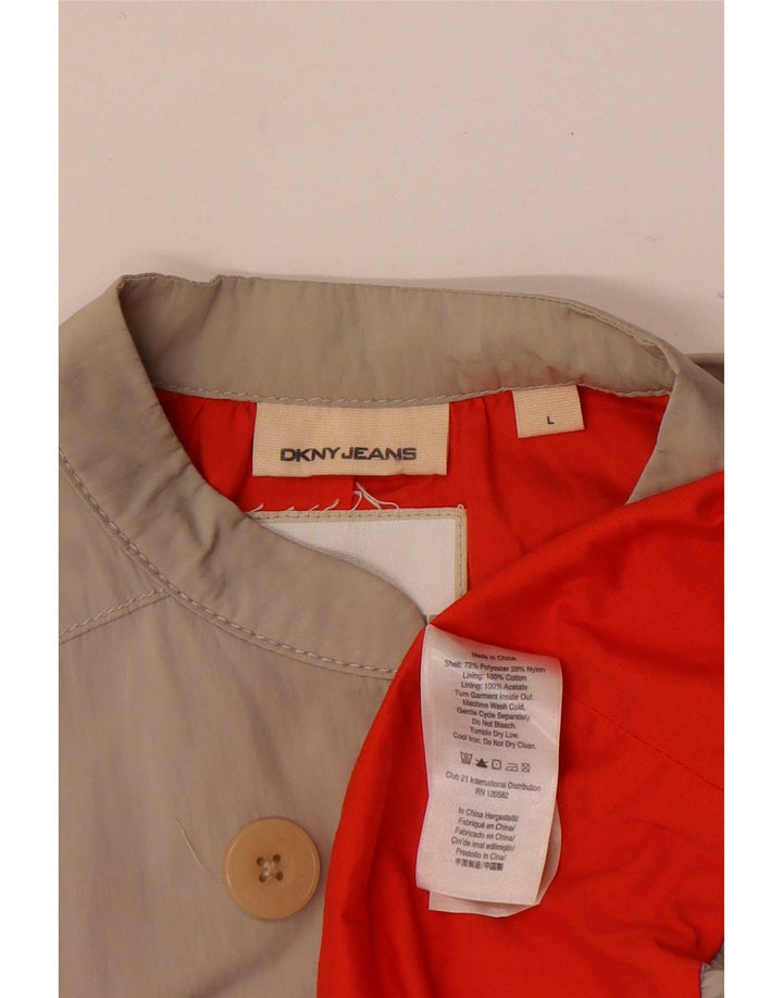 Dkny Zweireihiger Damenmantel mit 3/4-Ärmeln, UK 16, Größe L, Grau, Polyester