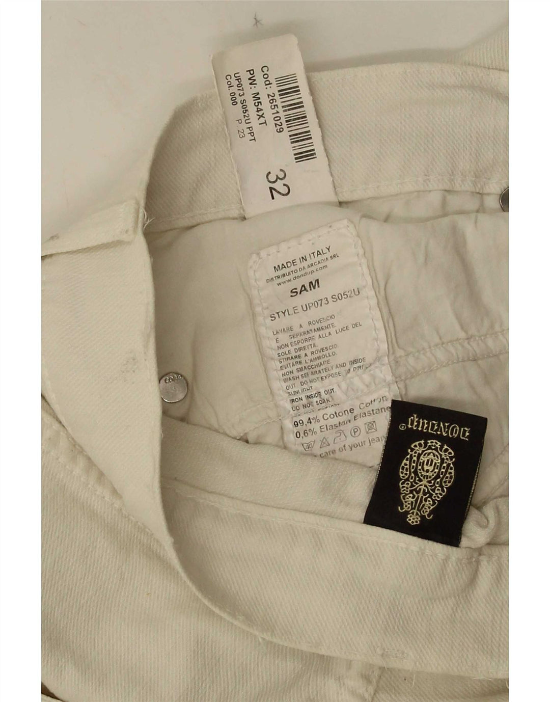 Dondup Herren Slim Freizeithose W32 L32 Weiße Baumwolle