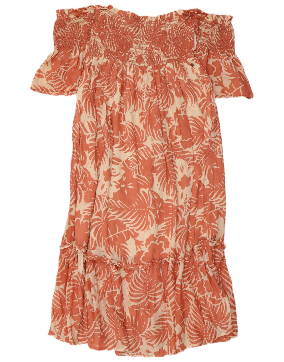 PEPE JEANS Schulterfreies Damenkleid UK 8 Small Pink Floral Viscose