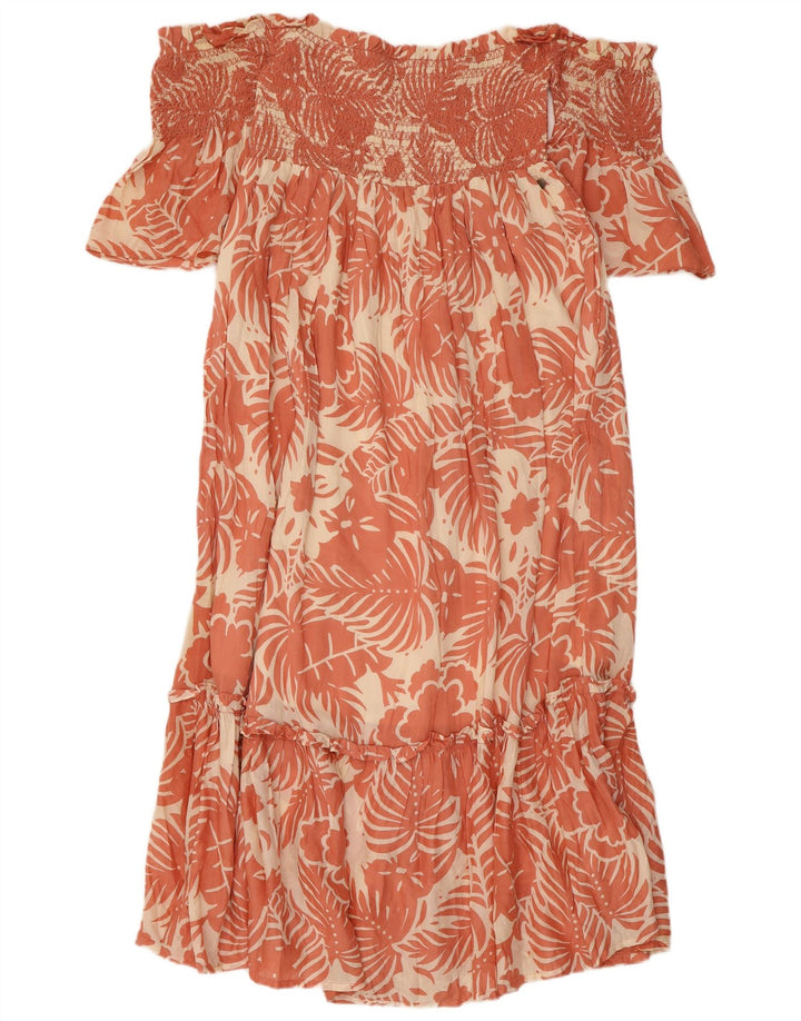 PEPE JEANS Schulterfreies Damenkleid UK 8 Small Pink Floral Viscose