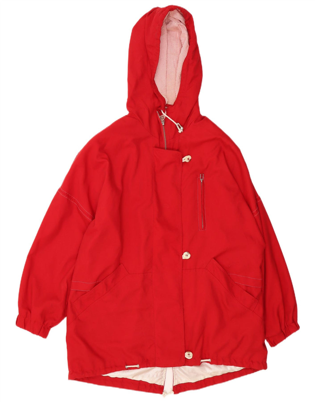Vintage Damen Parka-Jacke mit Kapuze, übergroß, UK 10, klein, rot, Polyester