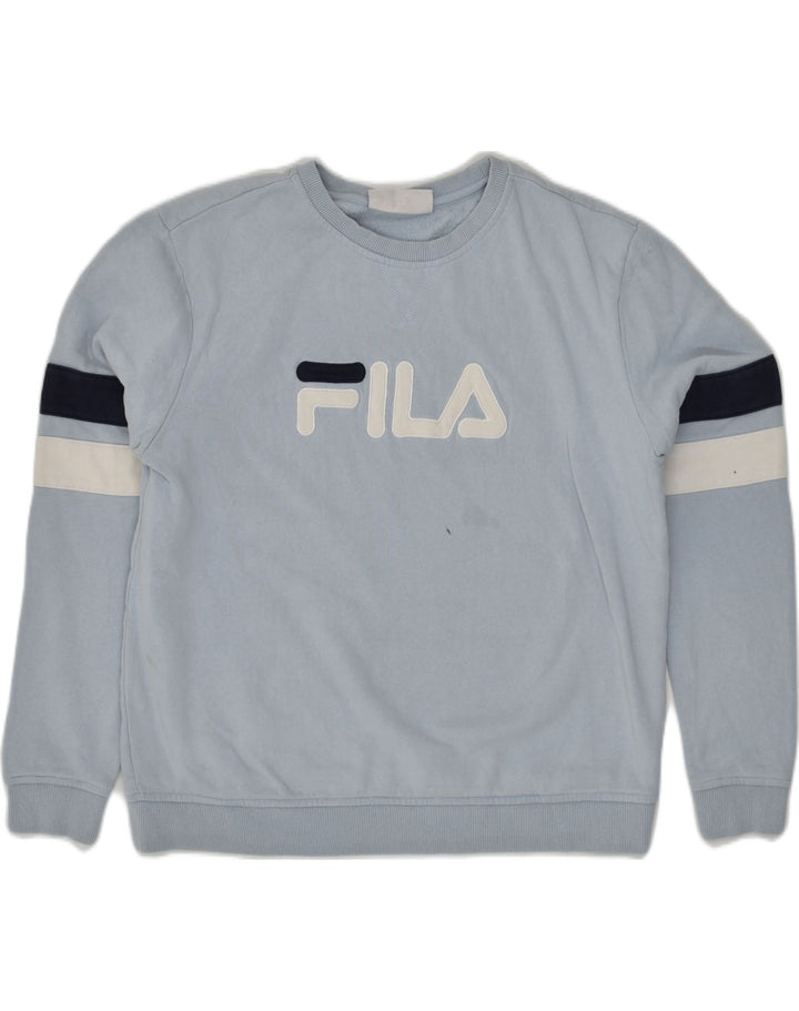 FILA Womens Sweatshirt Jumper UK 14 Large Blue Cotton | Vintage Fila | Thrift | Second-Hand Fila | Used Clothing | Messina Hembry 