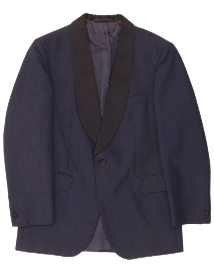 Kruunu Herren-Blazer mit 1 Knopf, UK 36, Größe S, marineblau, Colourblock-Wolle