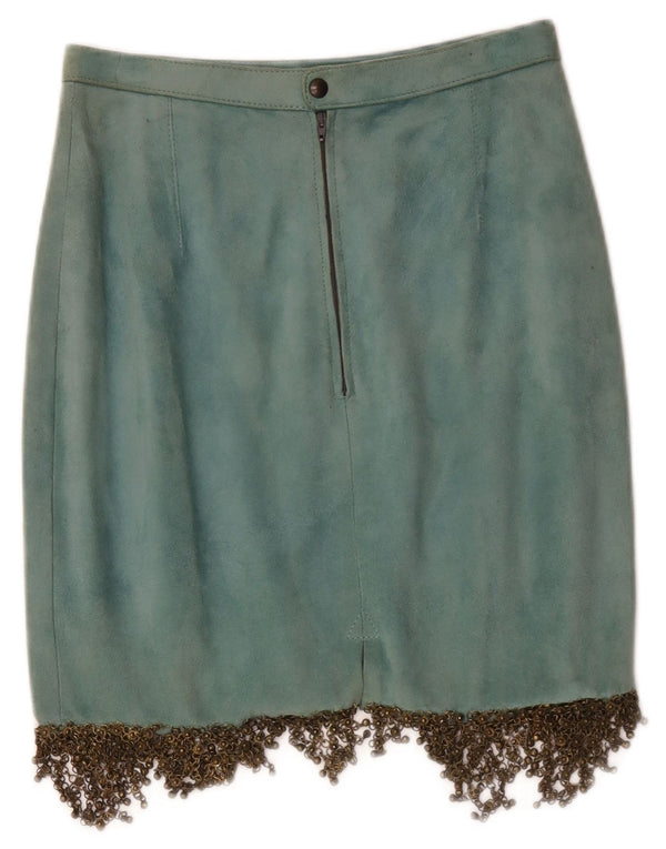 Vintage Damen Wildlederrock W26 Kleines blaues Leder