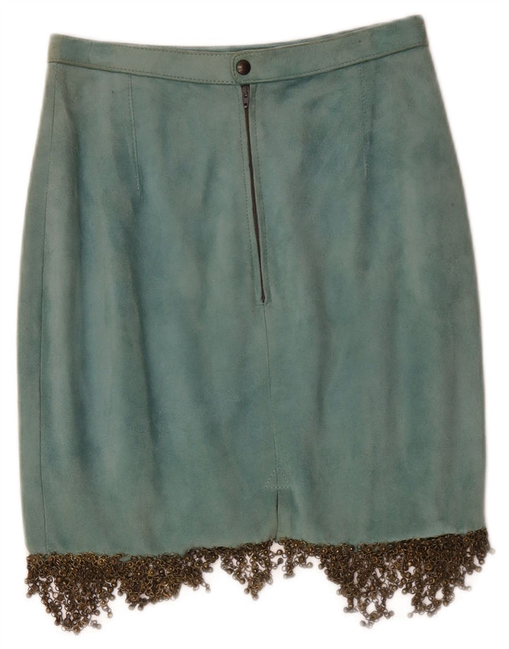 Vintage Damen Wildlederrock W26 Kleines blaues Leder