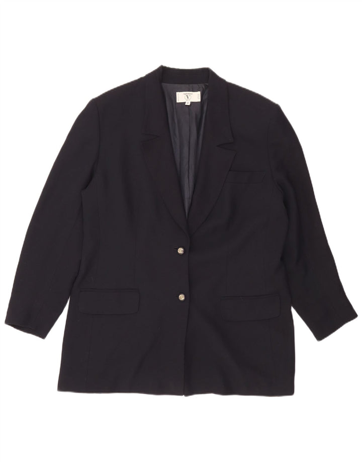 Valentino Damen 2-Knopf-Blazerjacke IT 50 XL Marineblaue Viskose