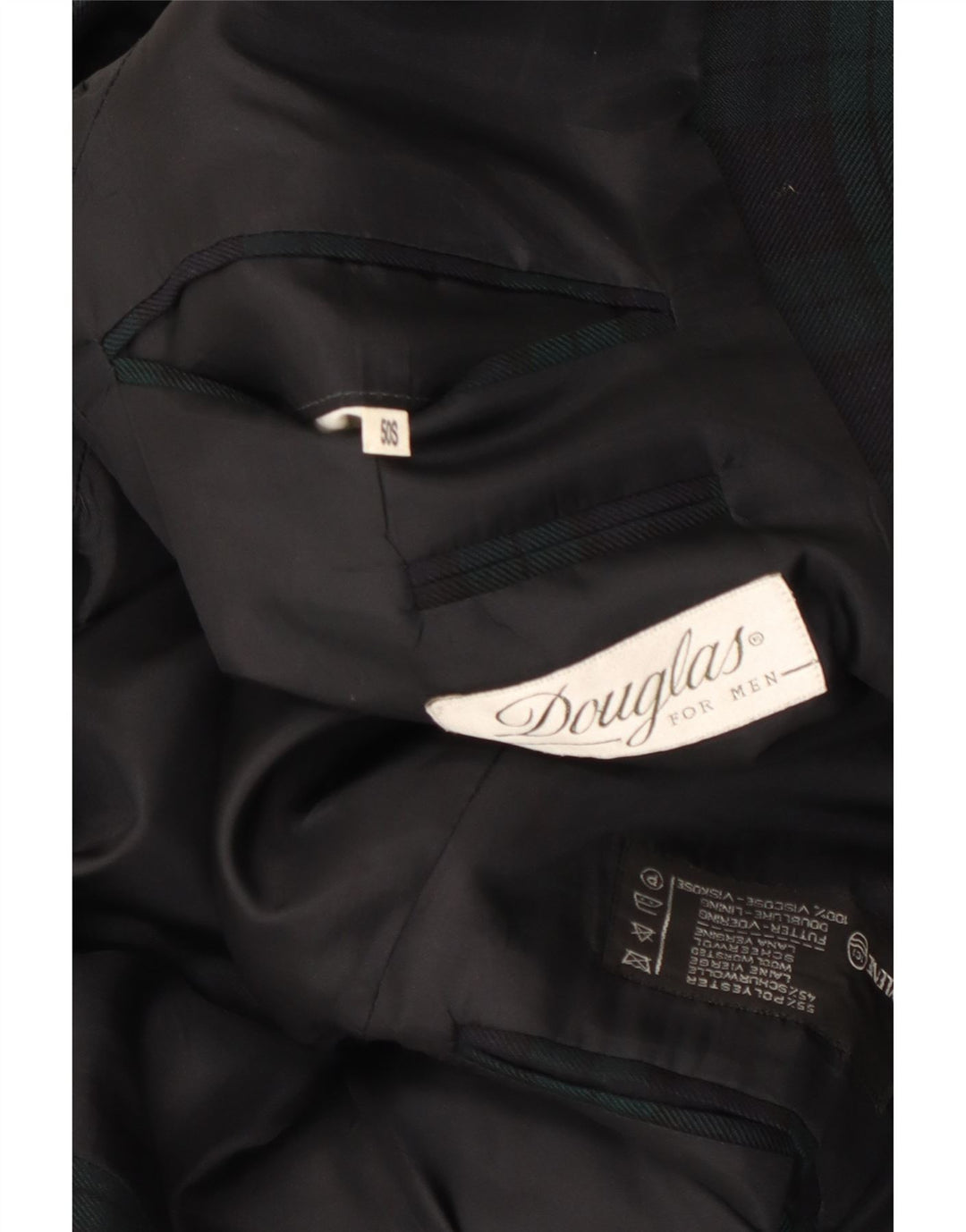 Douglas Herren-Blazer mit 2 Knöpfen, IT 50, groß, grün kariert, Polyester