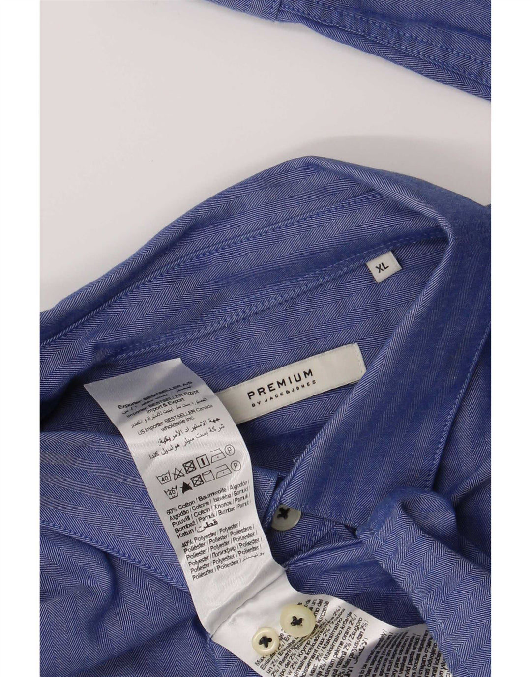 Jack & Jones Herrenhemd XL, blaues Fischgrätenmuster aus Baumwolle