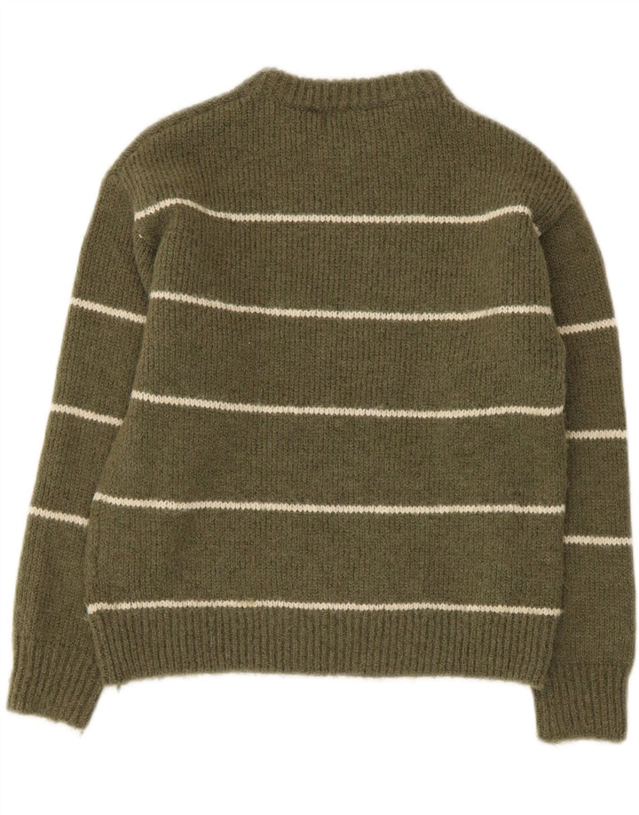 Zara Jungen-Pullover mit Rundhalsausschnitt, 8–9 Jahre, Khaki, gestreift, Polyester