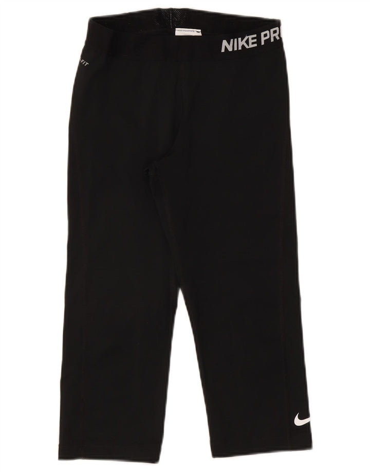 Nike Womens Dri Fit Graphic Capri Leggings UK 12 Mittelschwarzes Polyester