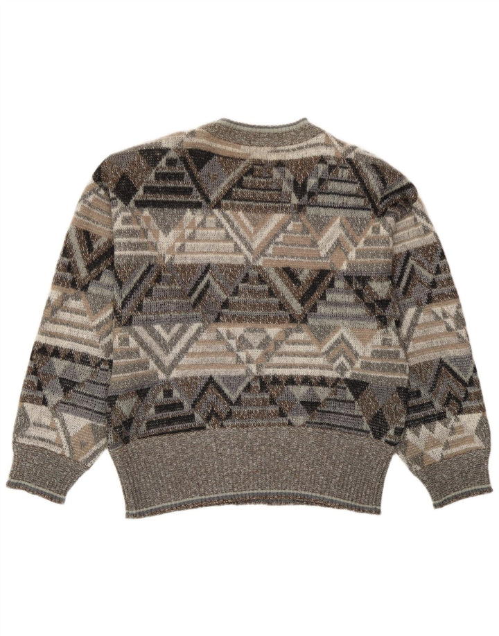 Bogner Herren-Pullover mit Rundhalsausschnitt, klein, grau, geometrisches Acryl