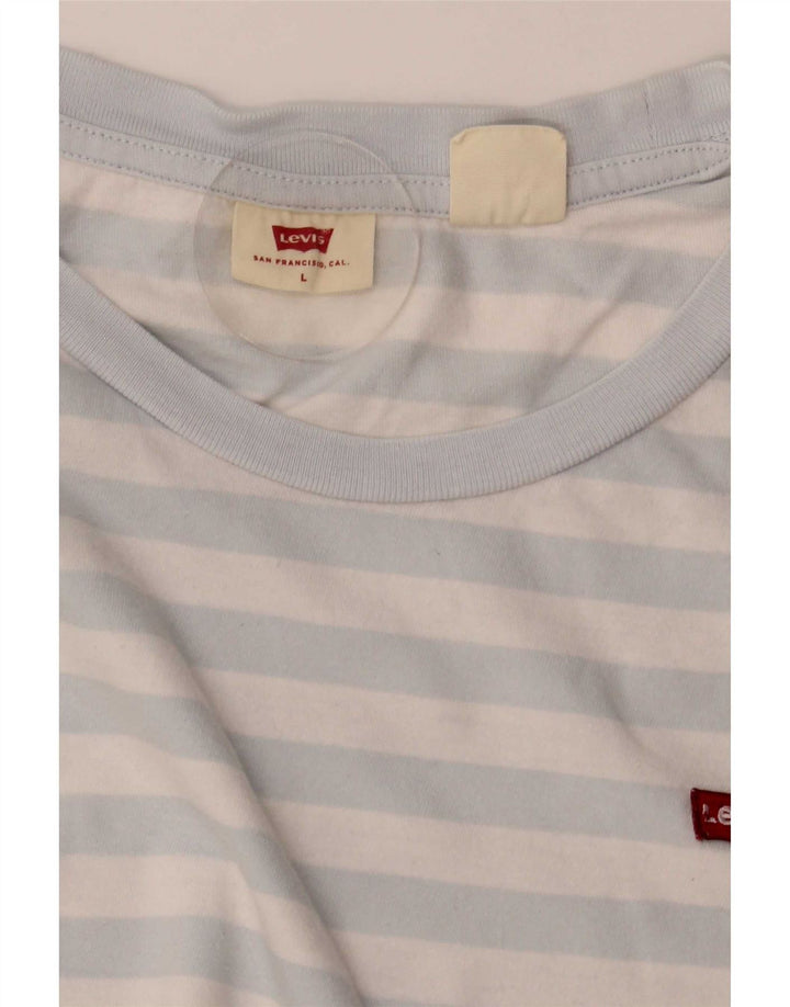 Levi's Damen T-Shirt Top UK 16 Large Blau gestreift