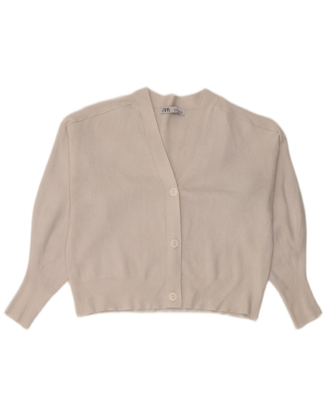 Zara Damen Crop Cardigan Pullover UK 14 Mittelweiß